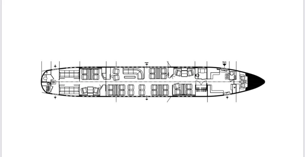 Supplied Boeing 737 VIP cabin seating and space arrangement